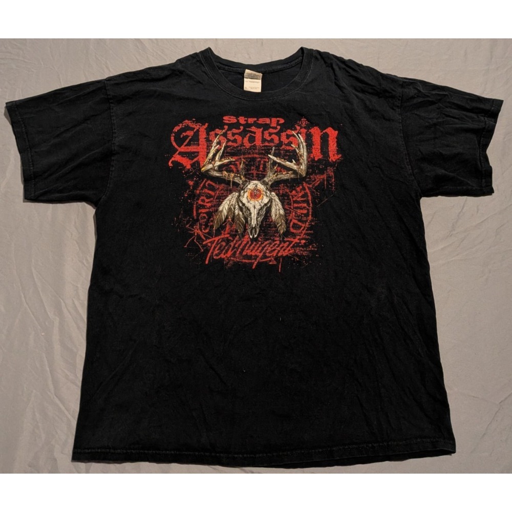 Ted Nugent Strap Assassin World Tour Shirt XL Rock and Roll Hunter Gildan Black